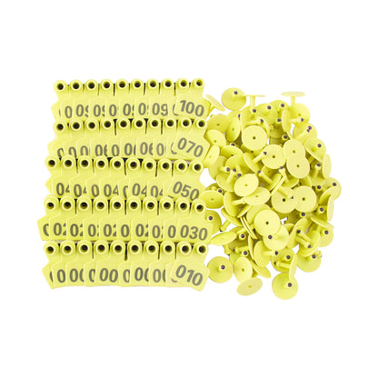001-100 Number Plastic Livestock Ear Tag Animal Tag For Goat Sheep Pig Yellow
