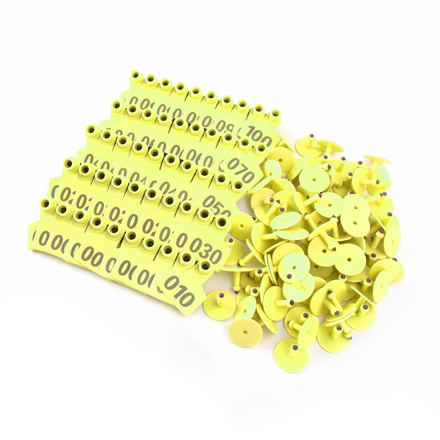 001-100 Number Plastic Livestock Ear Tag Animal Tag For Goat Sheep Pig Yellow