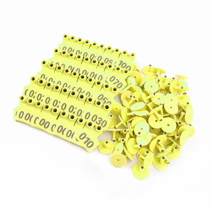 001-100 Number Plastic Livestock Ear Tag Animal Tag For Goat Sheep Pig Yellow