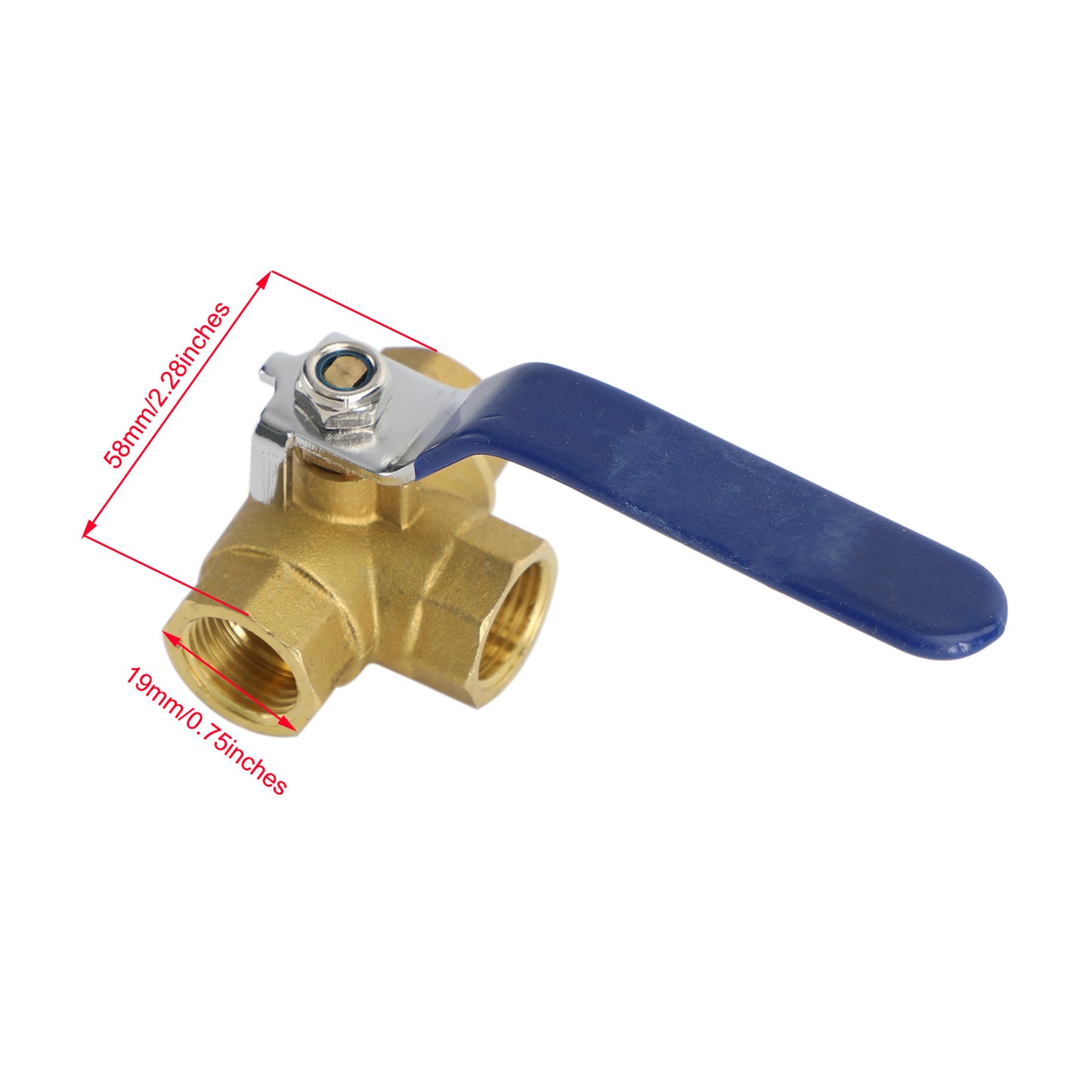 3 Way T-Port Brass Ball Valve Female Type for Water, Oil, Gas – 1/2" DN15