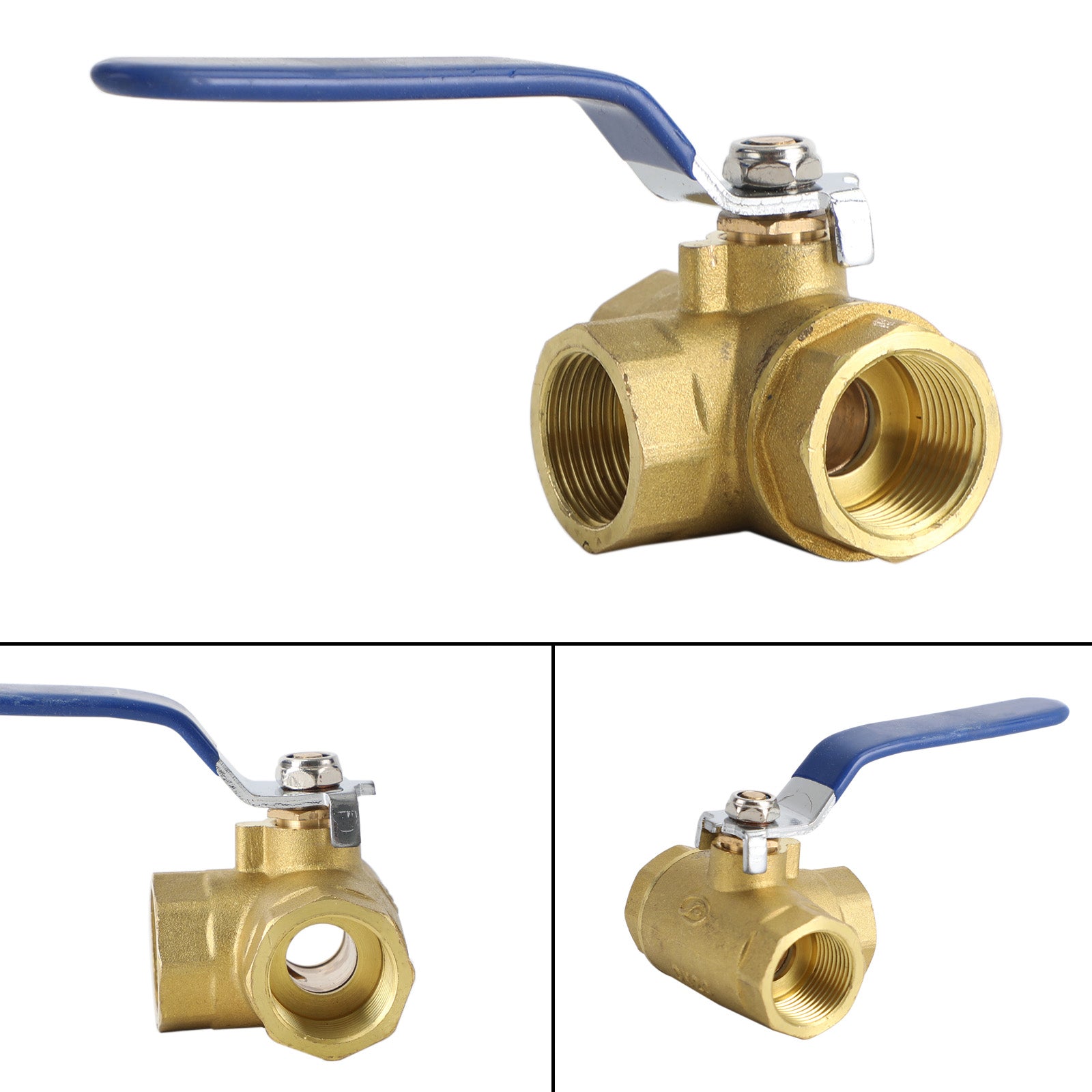 3 Way Ball Valve Three T Port Brass Female Type For Water Oil And Gas, 3/4 DN20"