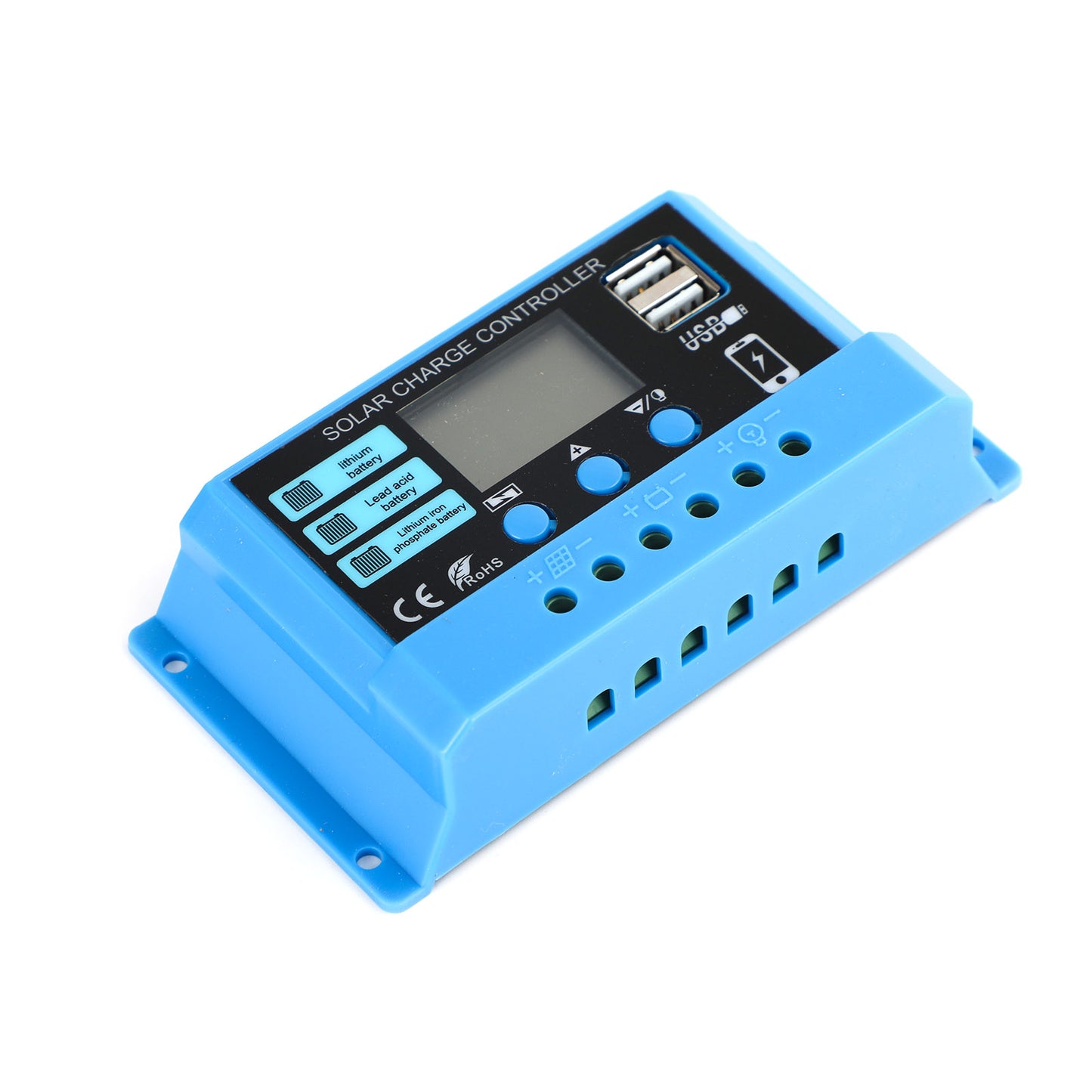 10A PWM Solar Charge Controller 12V/24V PV Regulator for LiFePO4, Lead Acid & Gel Batteries