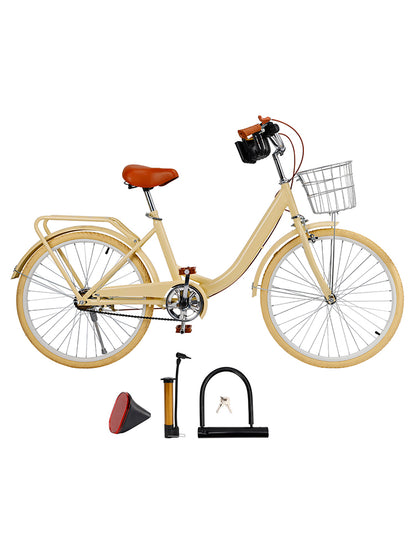 24/26 inch Women City Bicycle Beach Cruiser Bike with Basket & Rack
