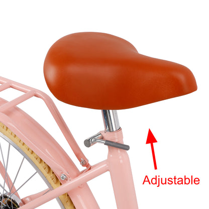 24/26 inch Women City Bicycle Beach Cruiser Bike with Basket & Rack