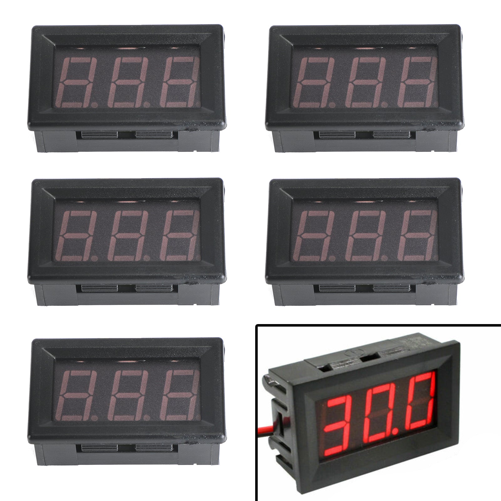 5Pcs Dc5-120V 0.56" 2 Wire Led Digital Display Panel Voltmeter Volt Tester, Red