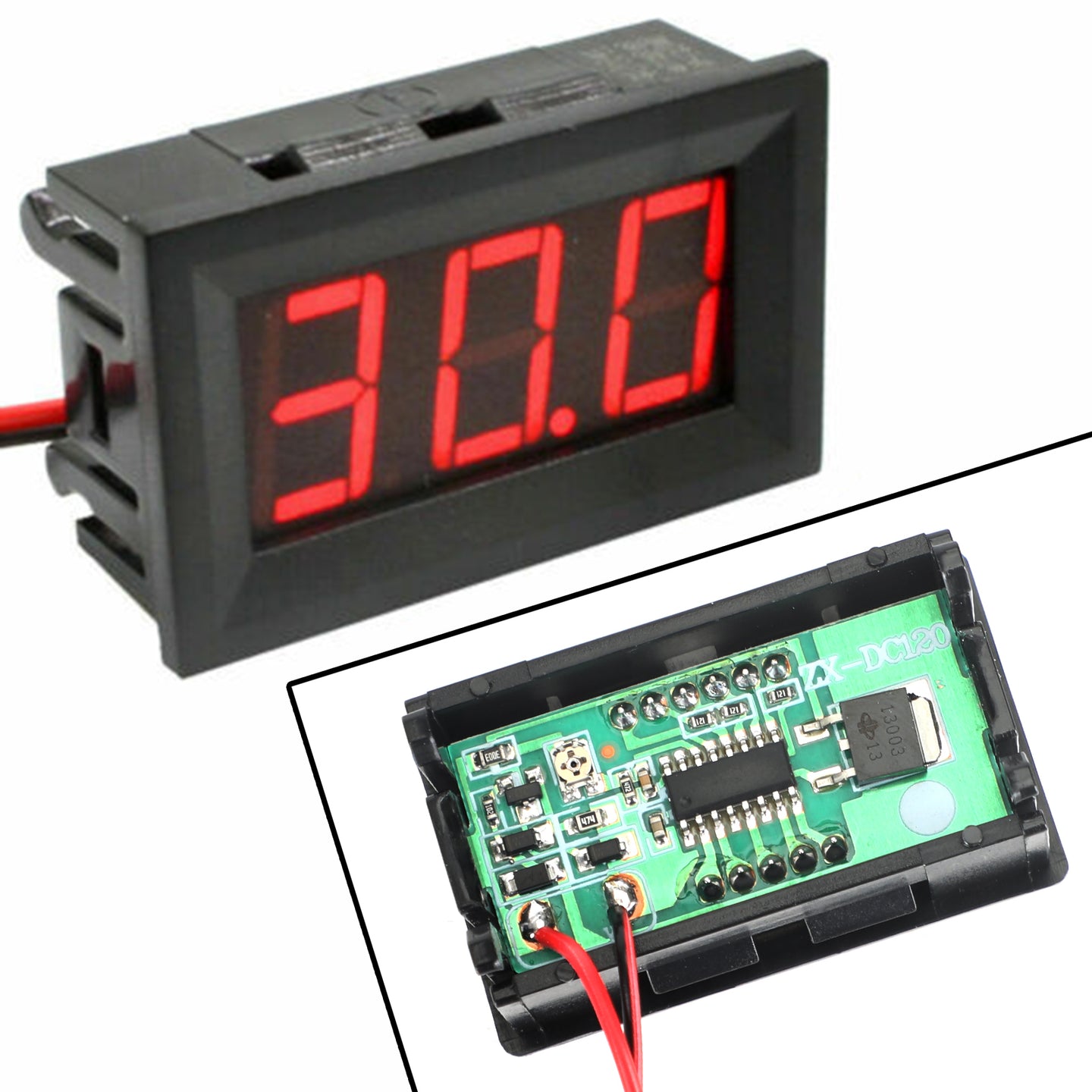 5Pcs Dc5-120V 0.56" 2 Wire Led Digital Display Panel Voltmeter Volt Tester, Red