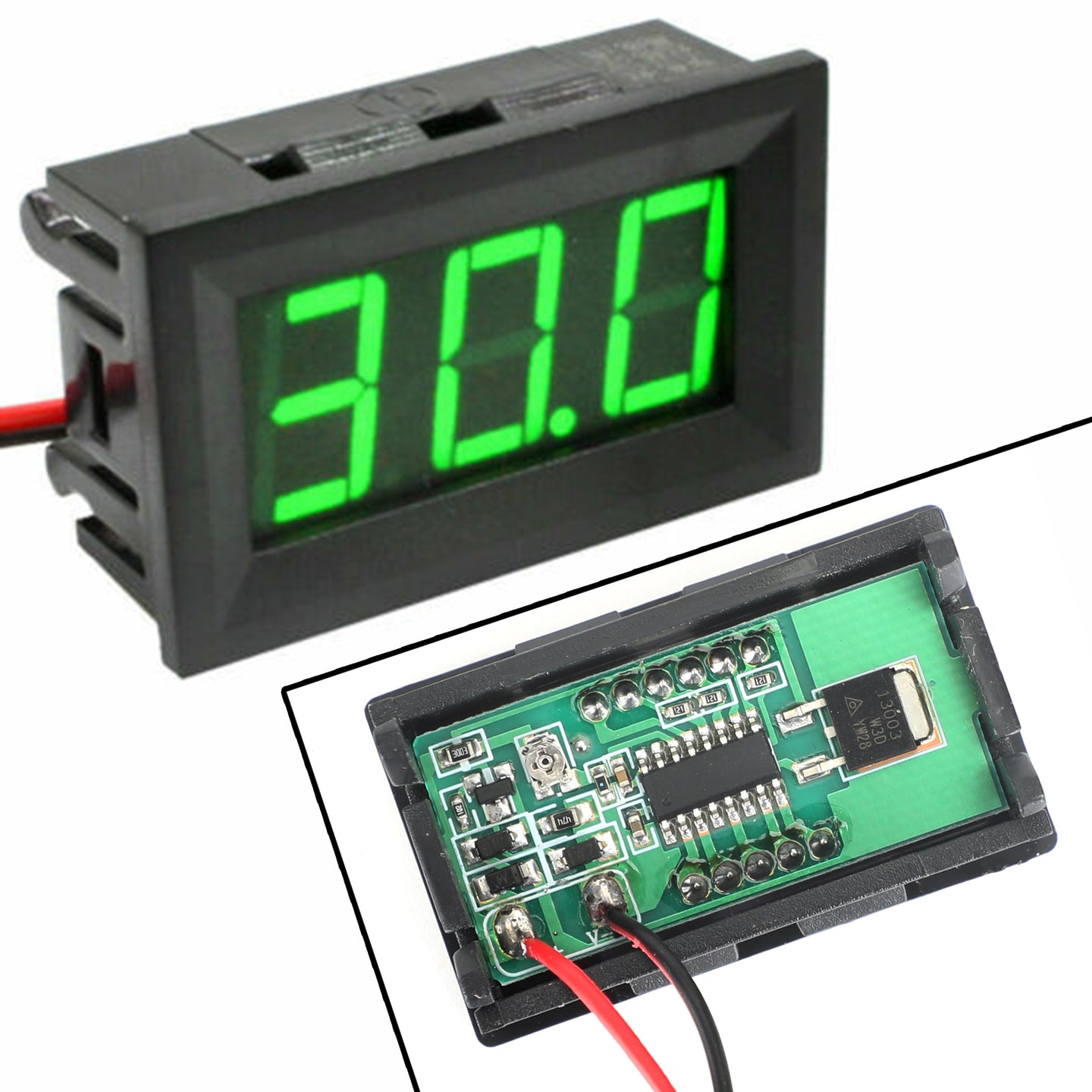 Green 5Pcs Dc5-120V 0.56" 2 Wire Led Digital Display Panel Voltmeter Volt Tester