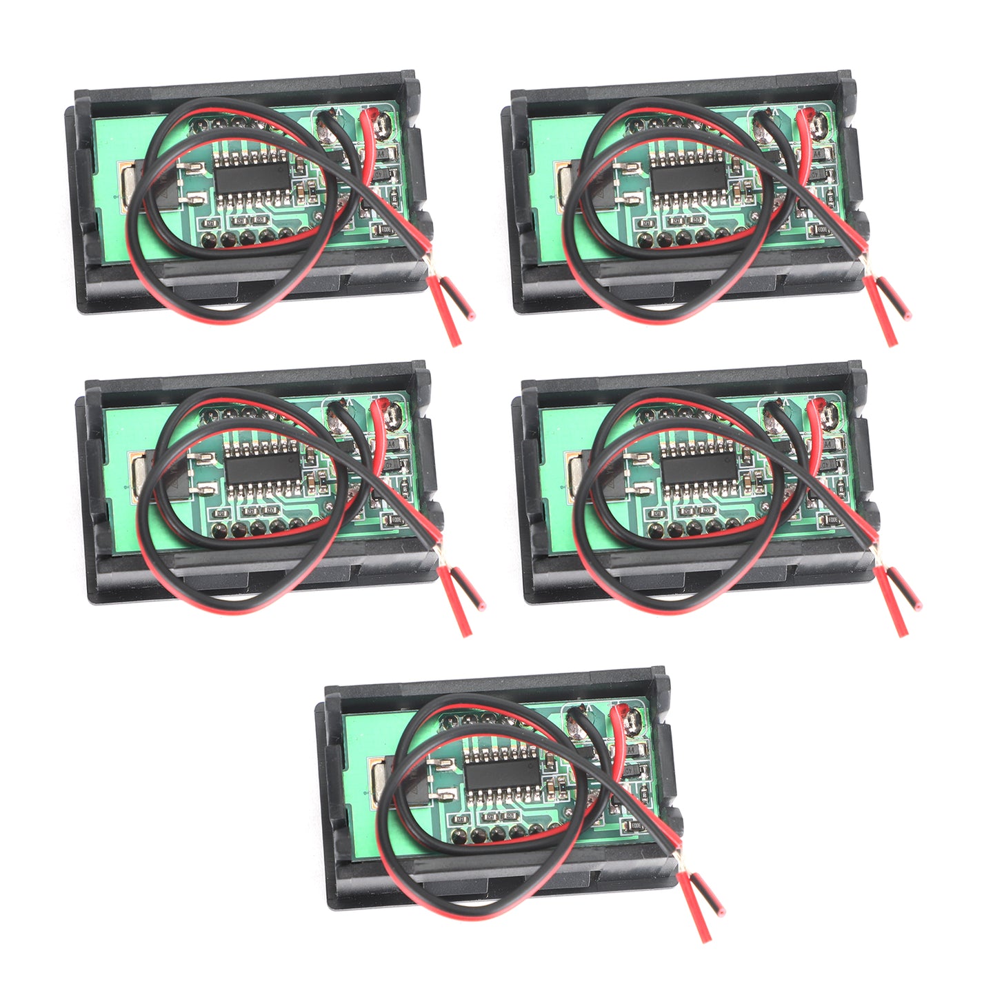 Green 5Pcs Dc5-120V 0.56" 2 Wire Led Digital Display Panel Voltmeter Volt Tester