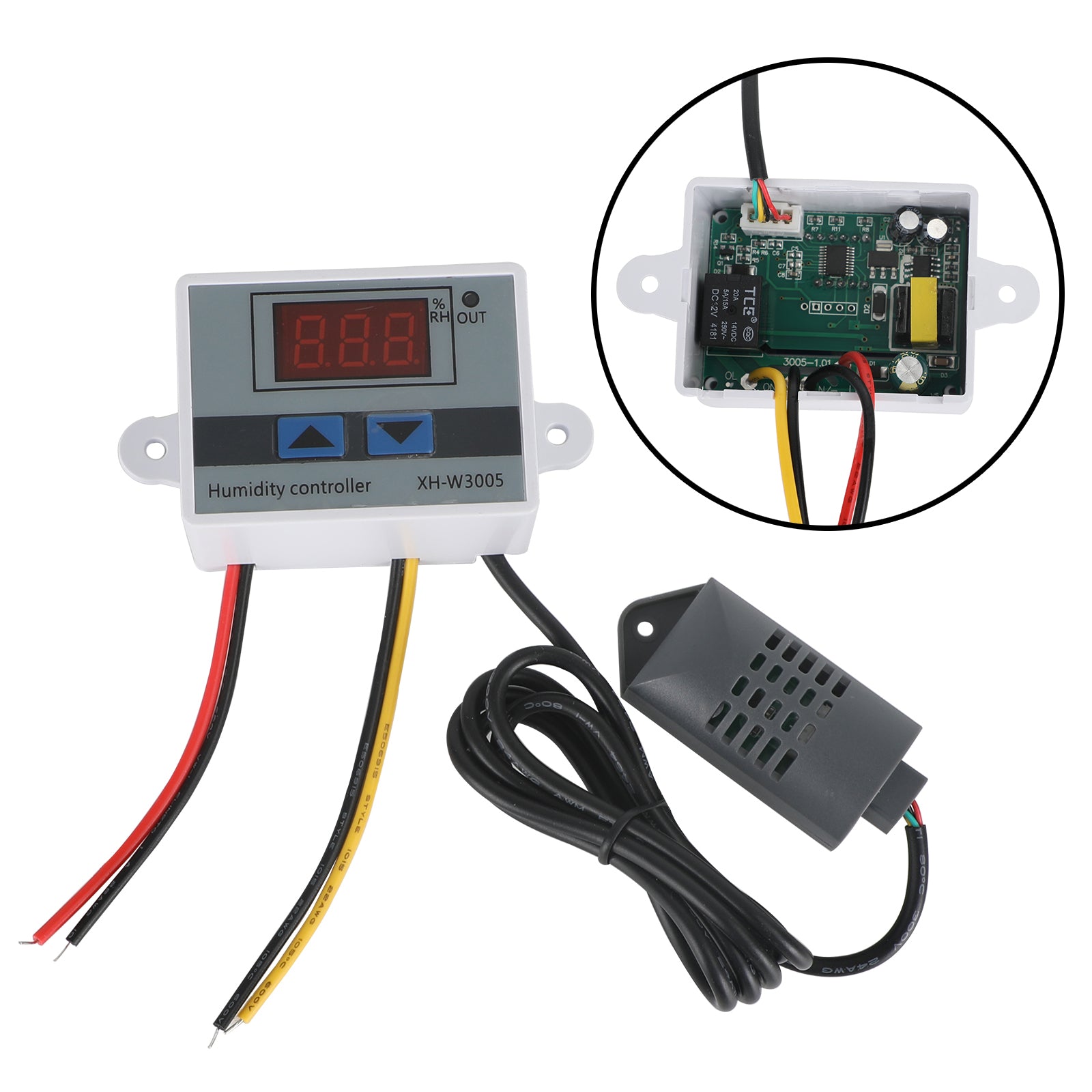 XH-W3005 12V 24V 110-220V Digital Humidity Controller Hygrometer Switch, 24V 240W