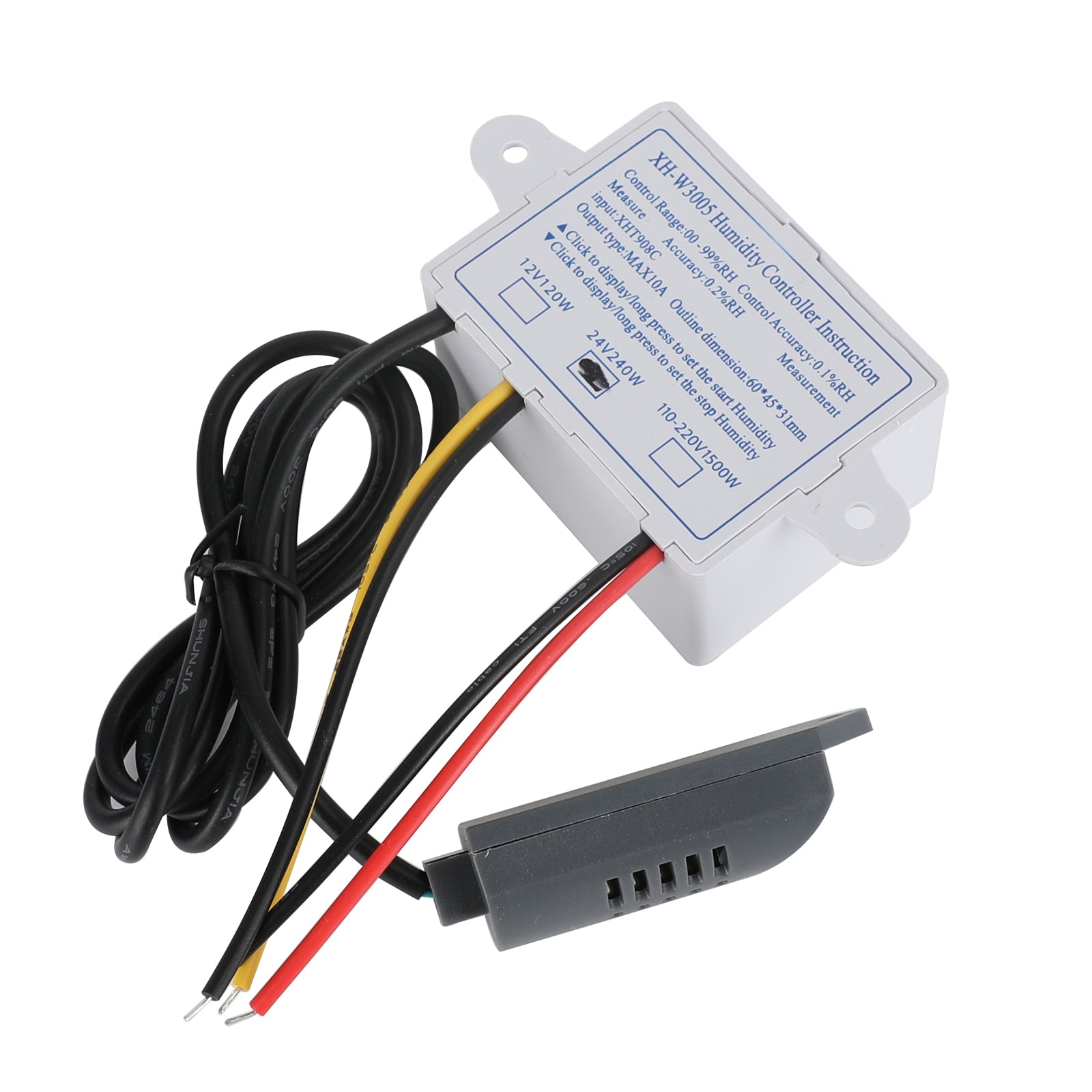 XH-W3005 12V 24V 110-220V Digital Humidity Controller Hygrometer Switch, 24V 240W