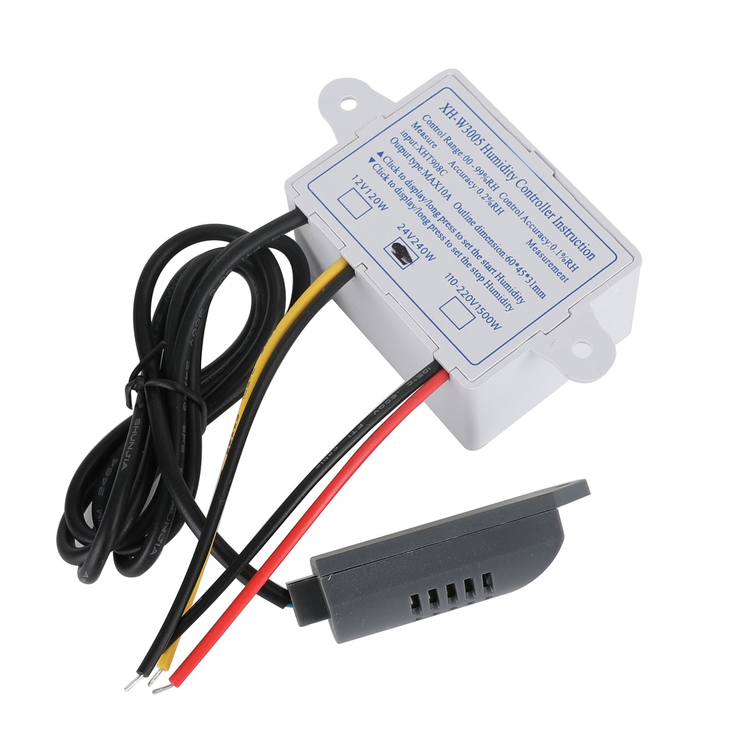 XH-W3005 12V 24V 110-220V Digital Humidity Controller Hygrometer Switch, 24V 240W