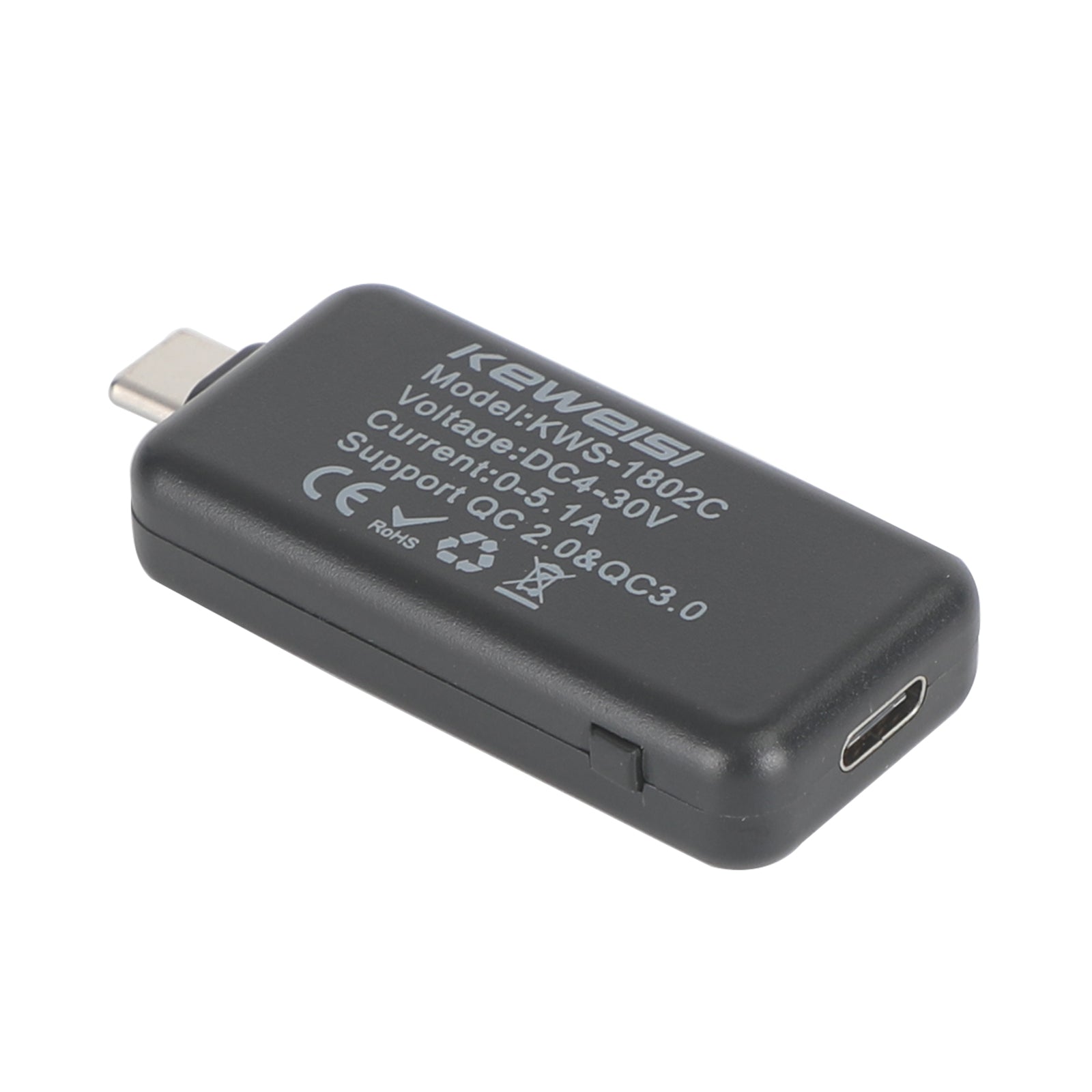 USB Tester Type C LCD Current Voltage Charger Capacity Monitor Power Time Meter, Black