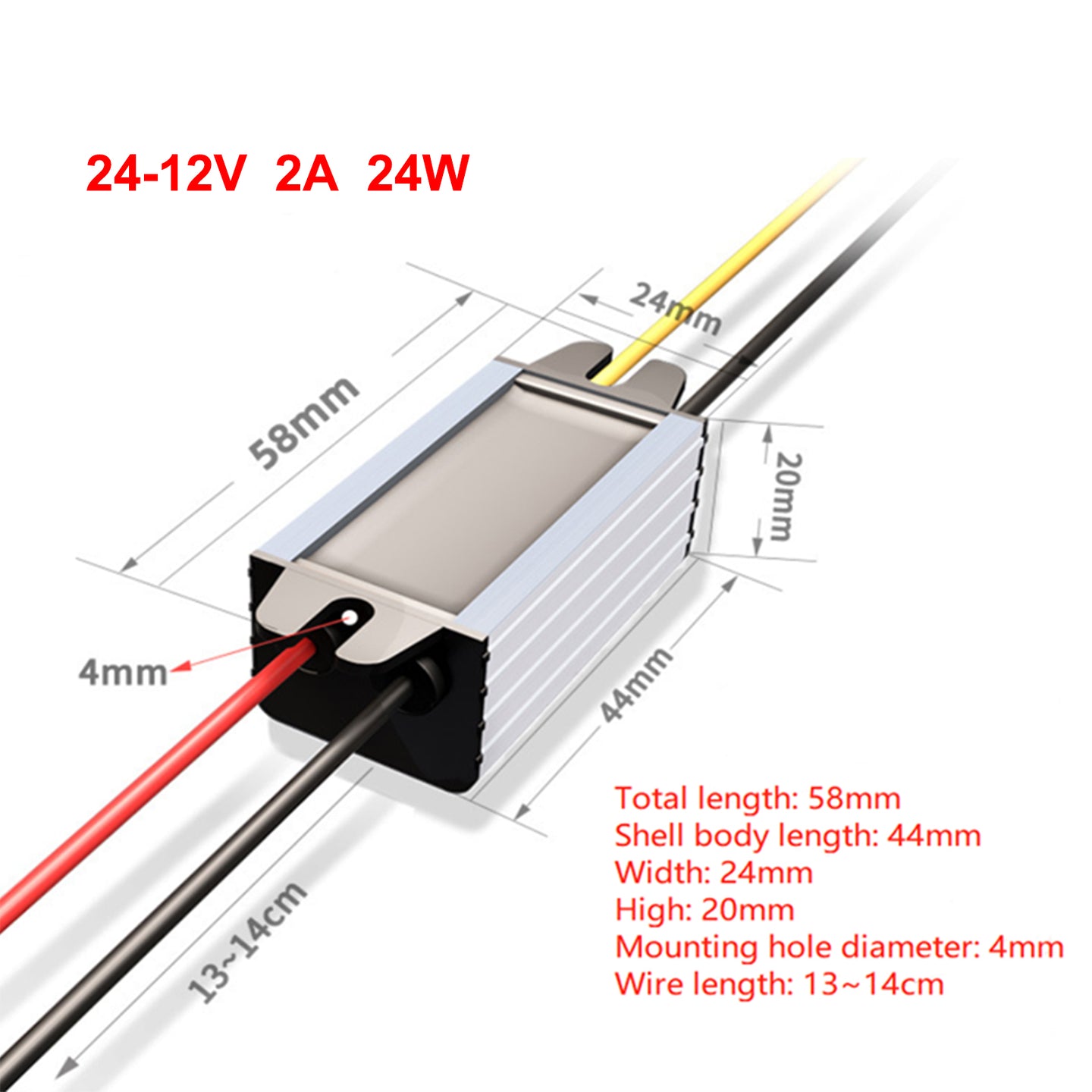 DC Buck Converter 24V to 12V 1/2/3/5A Waterproof Power Supply Module, 24V-12V-2A