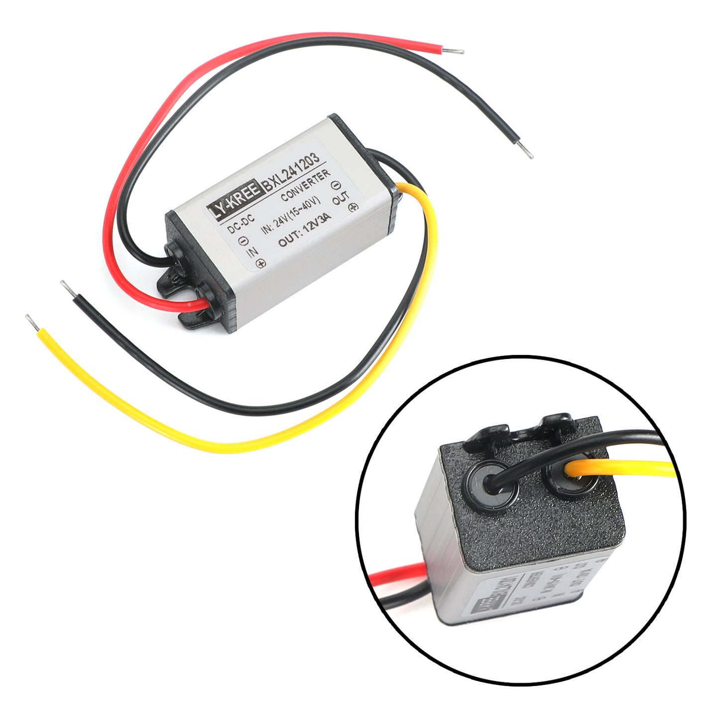 DC Buck Converter 24V to 12V 1/2/3/5A Waterproof Power Supply Module, 24V-12V-3A