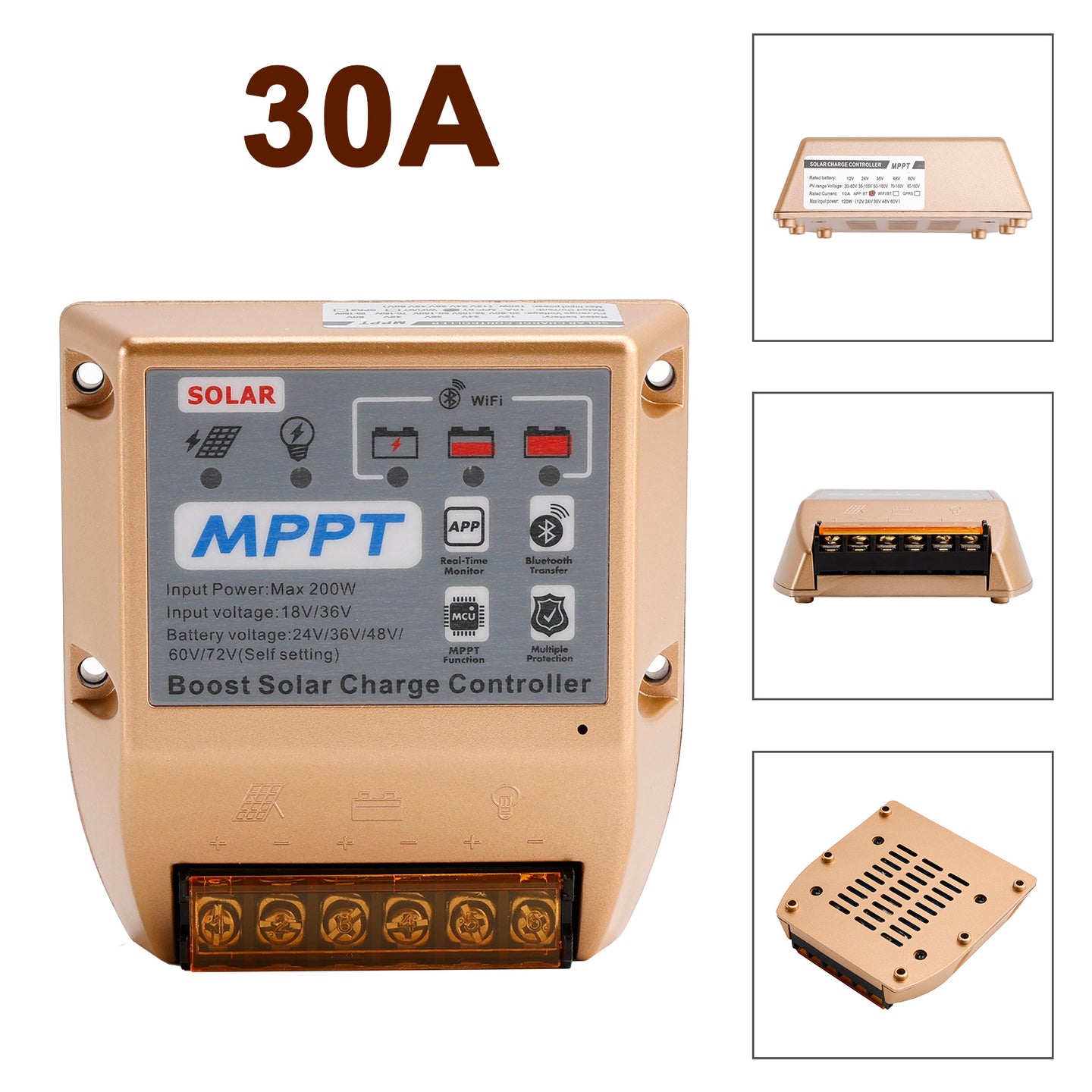 10A/20A/30A Boost MPPT Solar Controller 24-72V Solar Electric Vehicle Charging