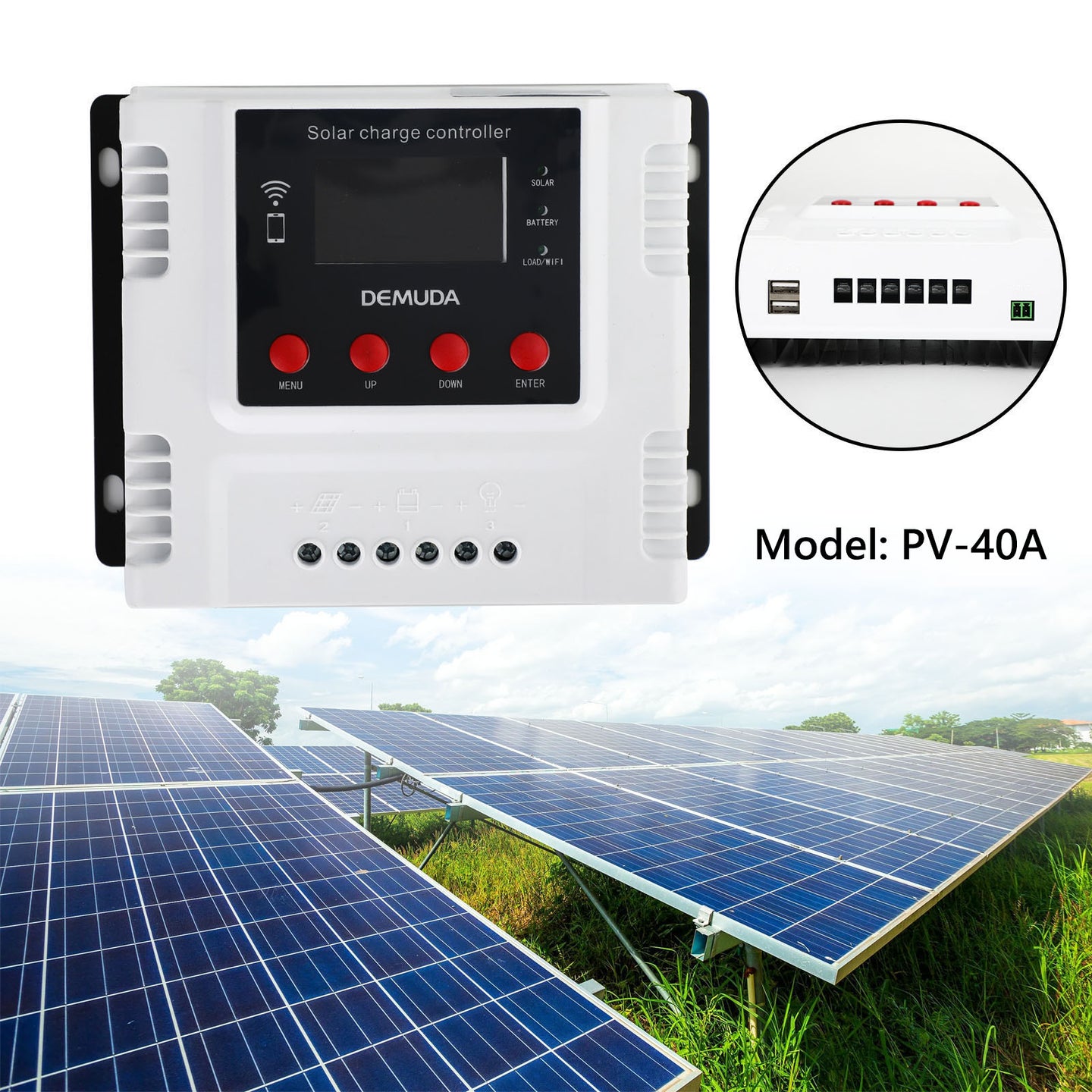 PWM 40A 12V 24V 48V Solar Charge Controller For Lifepo4 Lead Acid Gel Battery