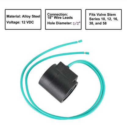 6352012 12V Solenoid Valve Coil With Wire Leads 10 12 16 38 58 Series