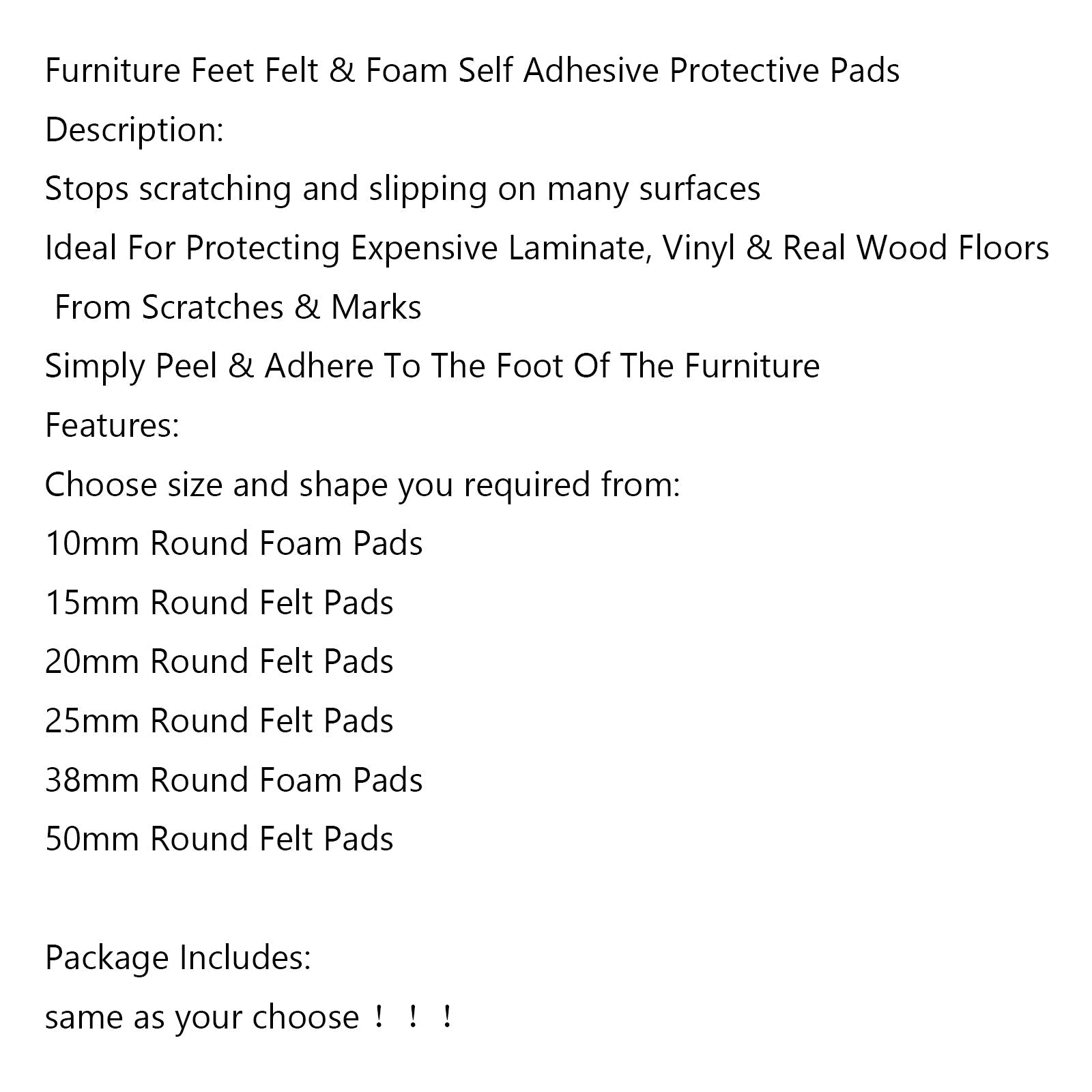 Furniture Table Chair Leg Non-Slip Self-Adhesive Floor Protector EVA Sticky Pads, 15mm / 75pads