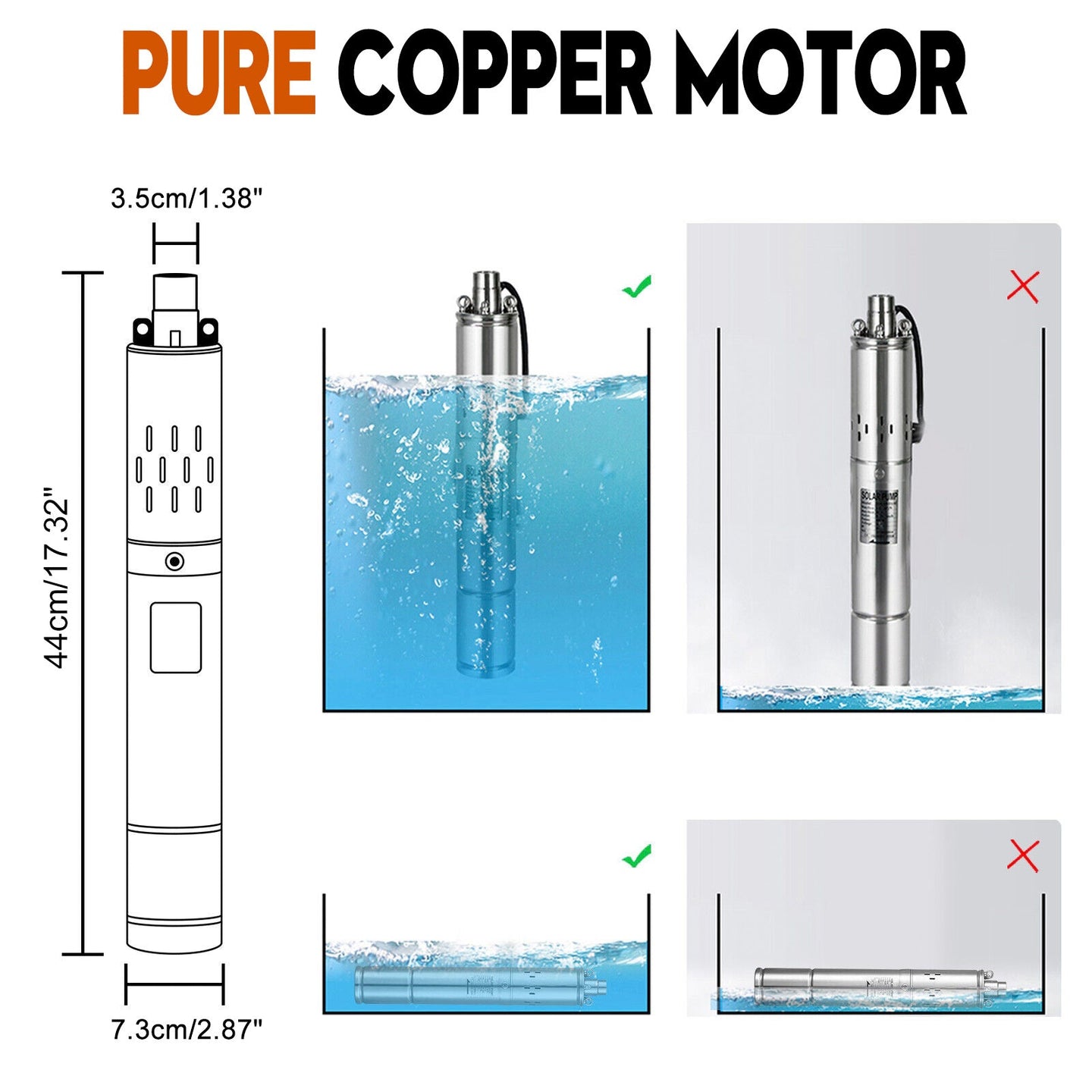 Off-Grid 3inch Solar Pump â€?48V 750W Submersible for Deep Wells