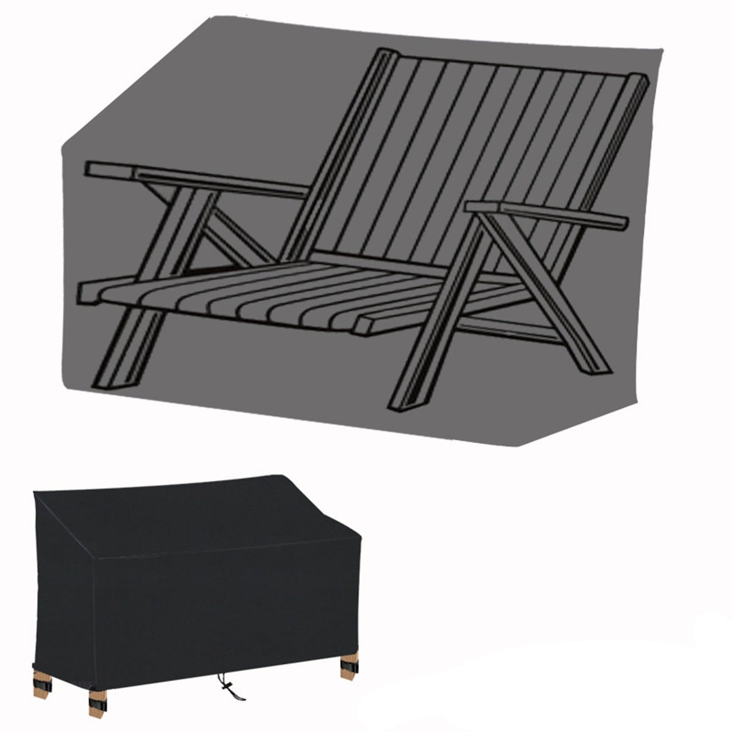 Black Waterproof Heavy Duty Garden Couch Outdoor 2/3/4 Seater Bench Seat Cover, 4Seats 190x66x89cm