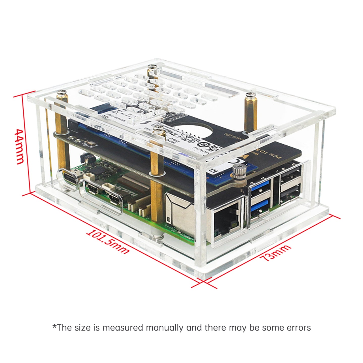 Raspberry Pi 5 PCI-E to M.2 Adapter Board Acrylic Box Adapter Case With Radiator