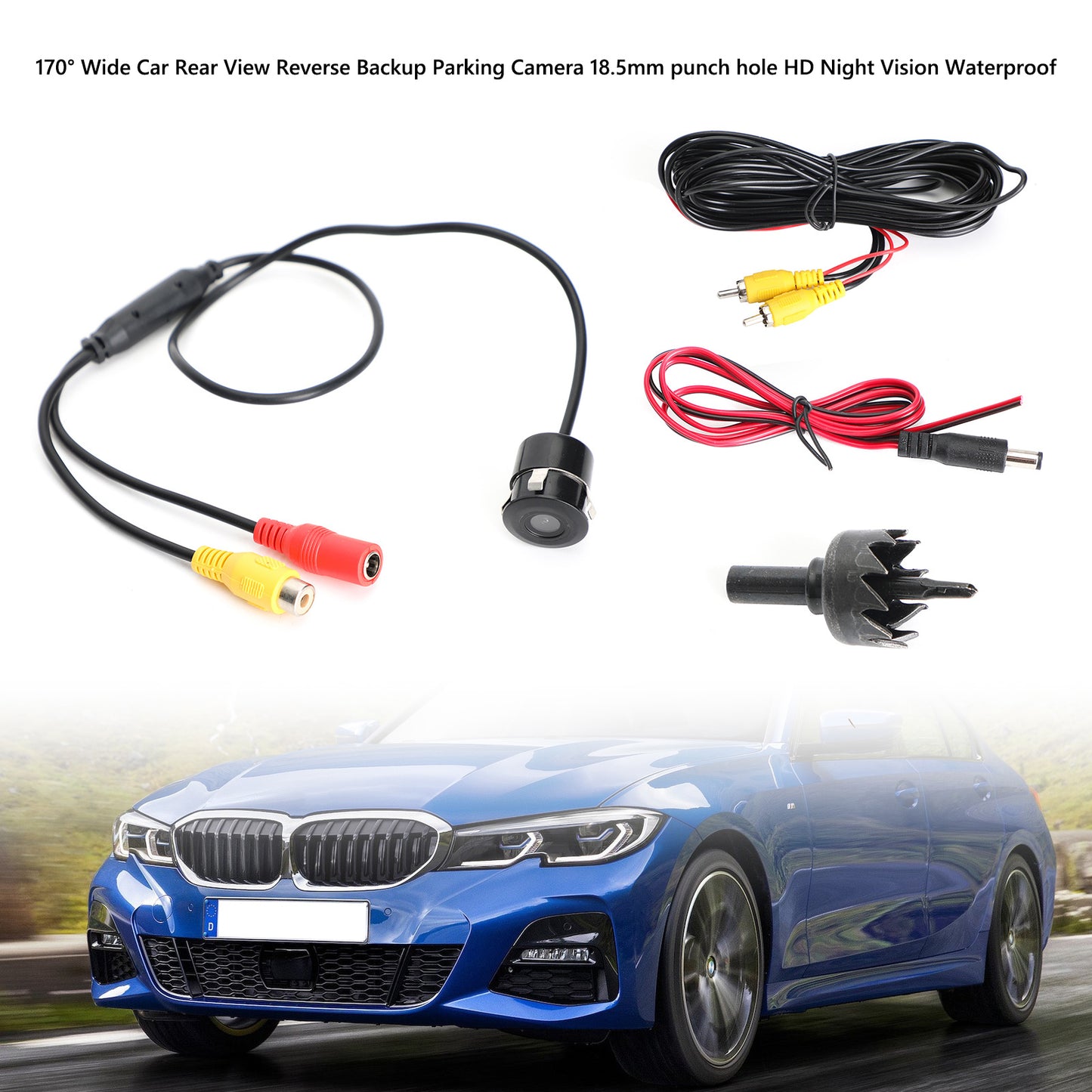 170¡ãWide Car Rear View Reverse Camera 18.5mm Punch Hole HD Night View Waterproof