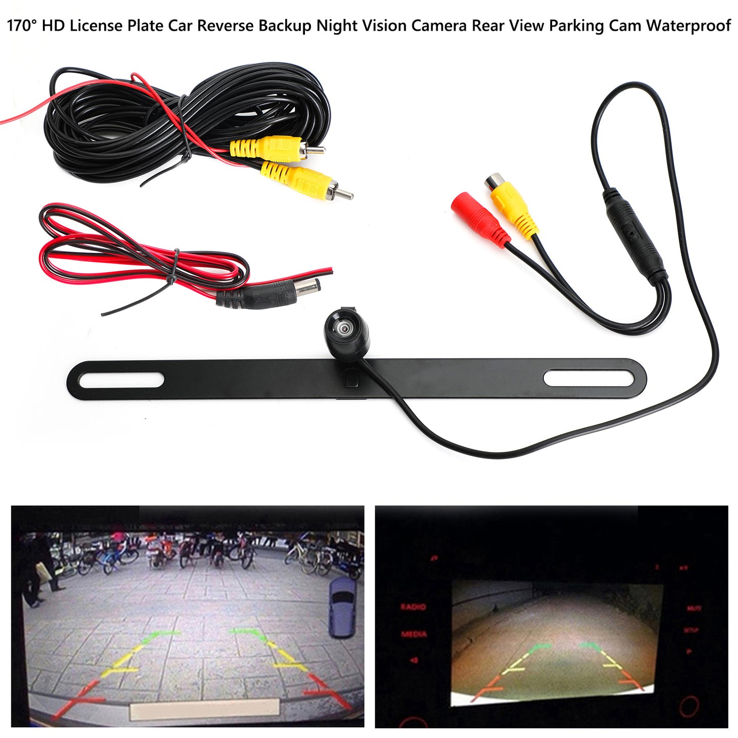 120°HD License Plate Car Rear View Reverse Backup Camera Night Vision Waterproof