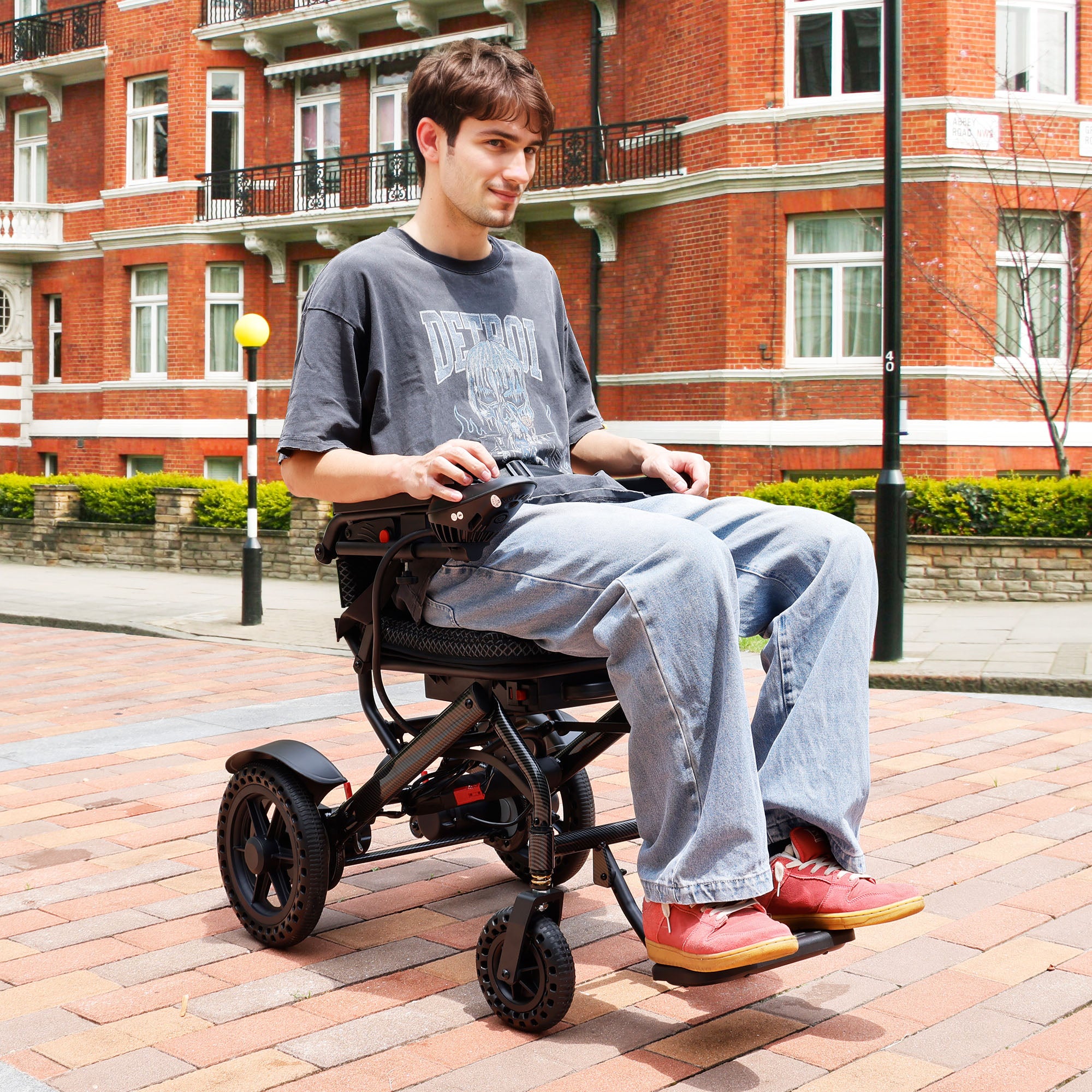 Foldable Electric Power Wheelchair, 46 lb Lightweight, Dual 180W Motors, 6Ah Airline-Ready Battery, 220 lb Capacity (Copy)