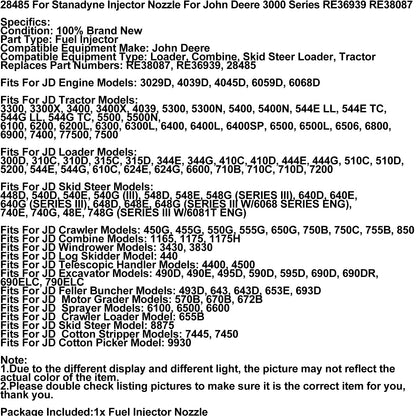 1/2/4Sets Fuel Injector RE36939 For John Deere 3029D 4039D 4045D 6059D 6068