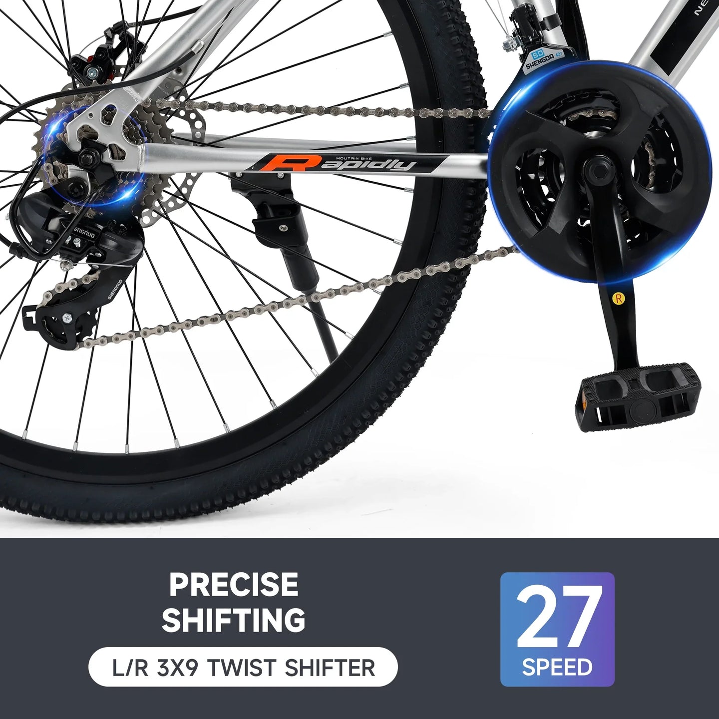 Silver 26 inch wheels 27 speed double disc brake mountain bike (Copy)