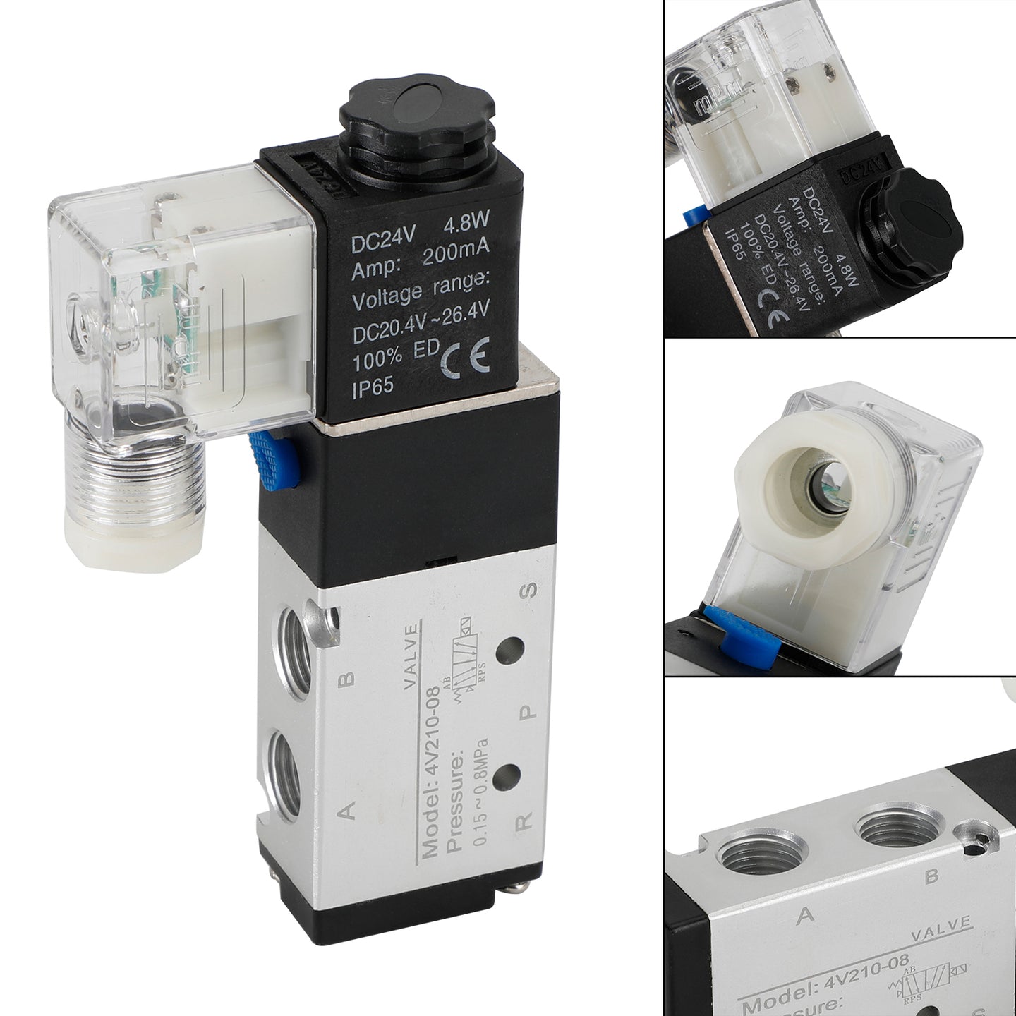 4V210-08 5 Way 2 Position Dc 24V Pneumatic Electric Solenoid Air Valve UE