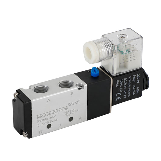 4V210-08 5 Way 2 Position Dc 24V Pneumatic Electric Solenoid Air Valve UE