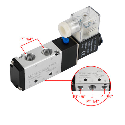 Pneumatic Electric Solenoid Air Valve 4V210-08 Ac220V 2 Position 5 Way PT 1/4 UE