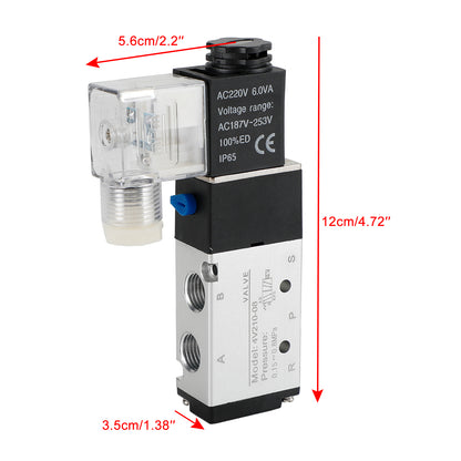 Pneumatic Electric Solenoid Air Valve 4V210-08 Ac220V 2 Position 5 Way PT 1/4 UE