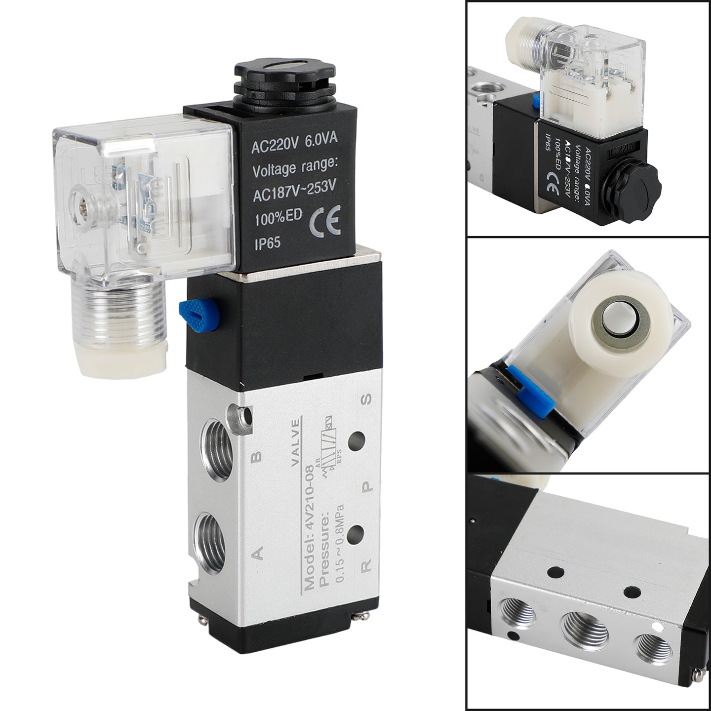 Pneumatic Electric Solenoid Air Valve 4V210-08 Ac220V 2 Position 5 Way PT 1/4 UE