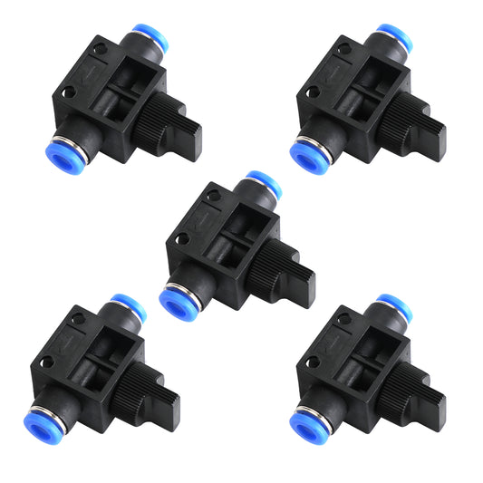 5Pcs Metalwork Plastic Push To Connect Off-On Hand Valve Union Fitting 6Mm OD