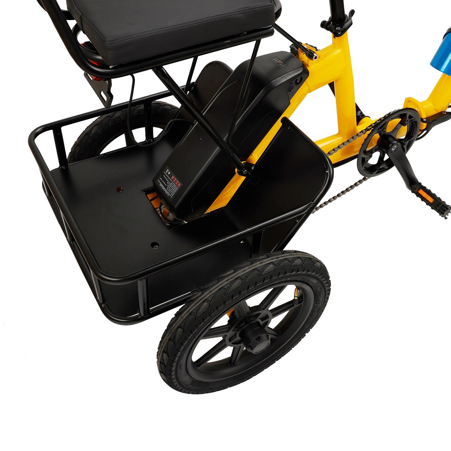 Yellow Electric Trike with Long-Lasting Battery & Comfort