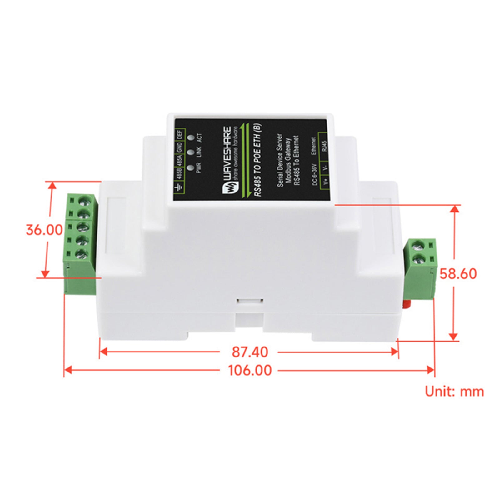 Modbus Rj45 Industrial RS485 to RJ45 Ethernet Module Multi-Host to Serial Port Mod ...