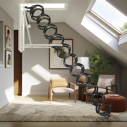 11 Steps 3m Electirc Attic Ladder Aluminum Folding With Remote Loft 31.5*35.4inch