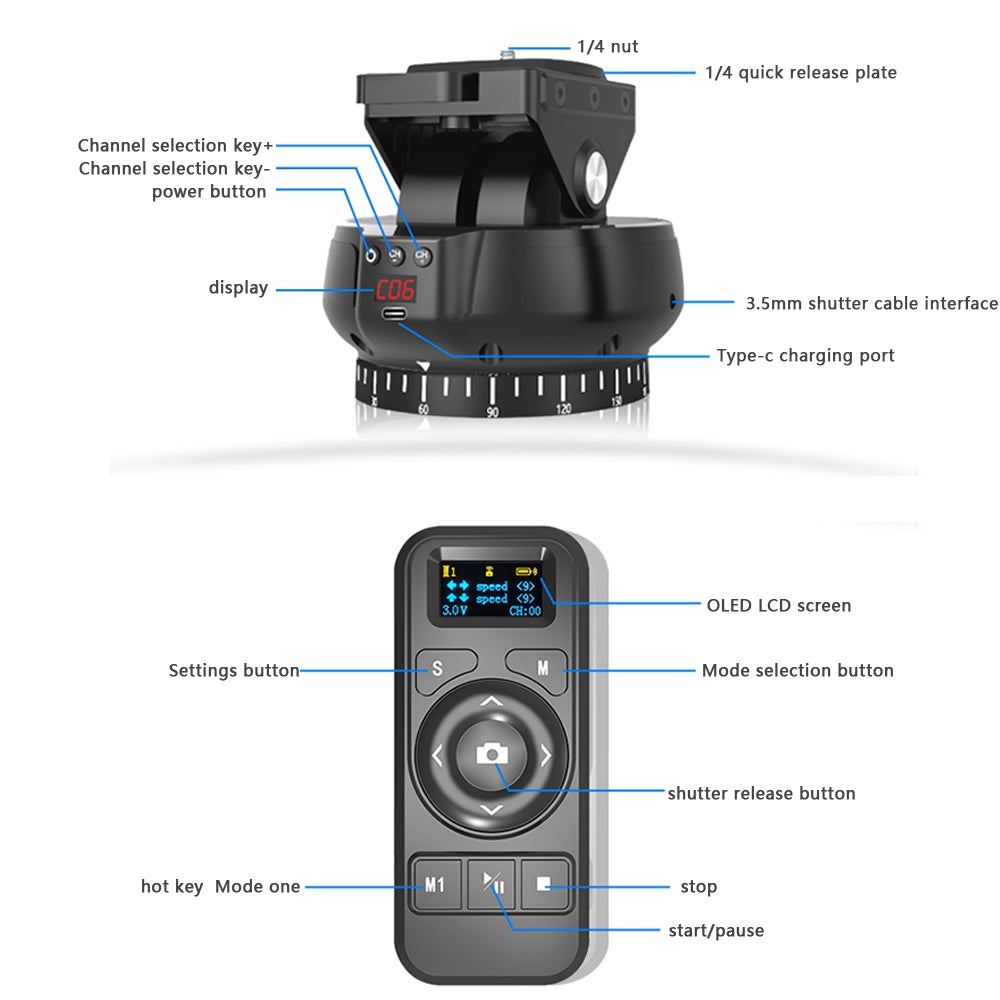 360° Panoramic Rotating Head Pan Tilt  Suitable for mobile Phones/Cameras etc