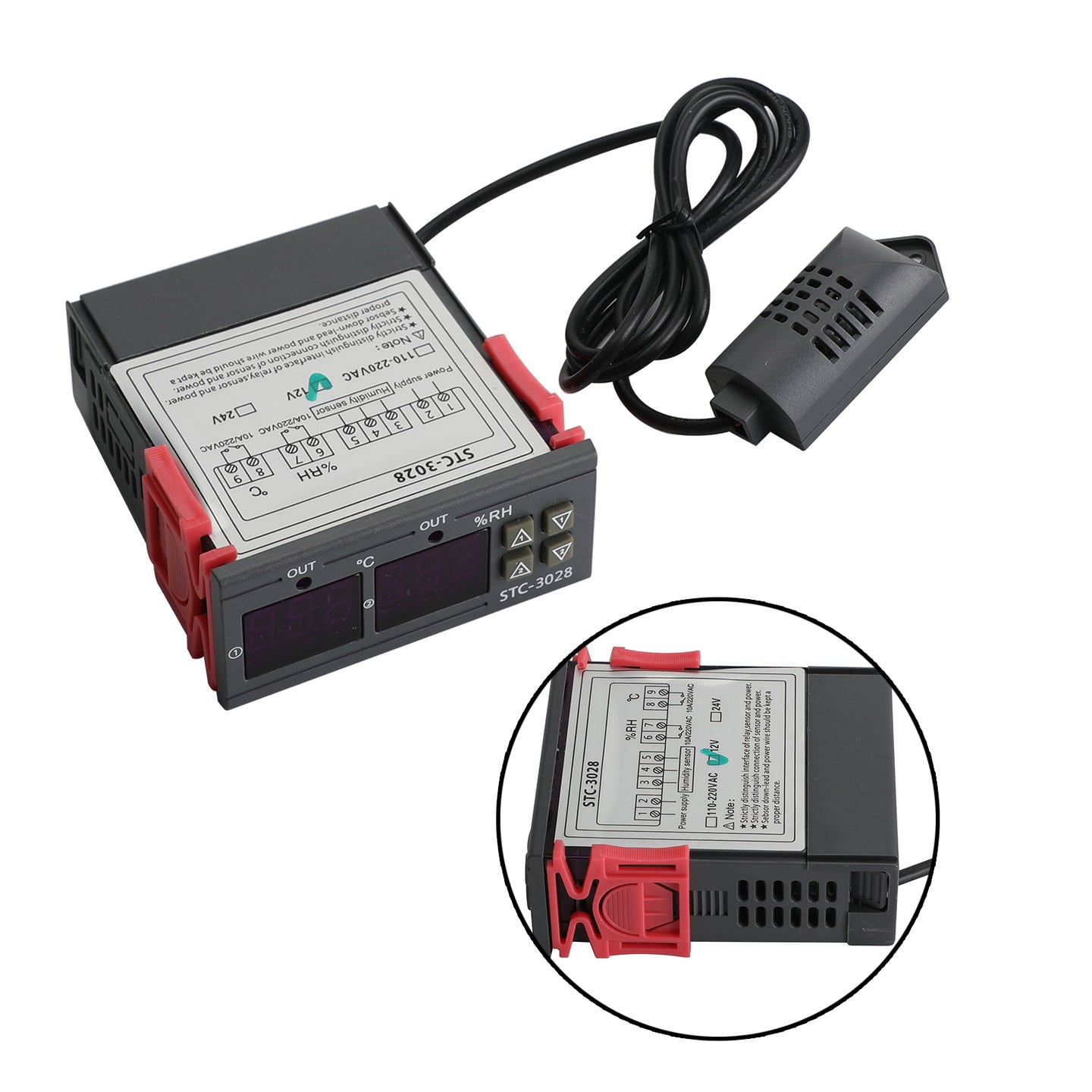 STC-3028 Dual Display Digital Temperature Humidity Controller Thermostat+Probe, DC12V