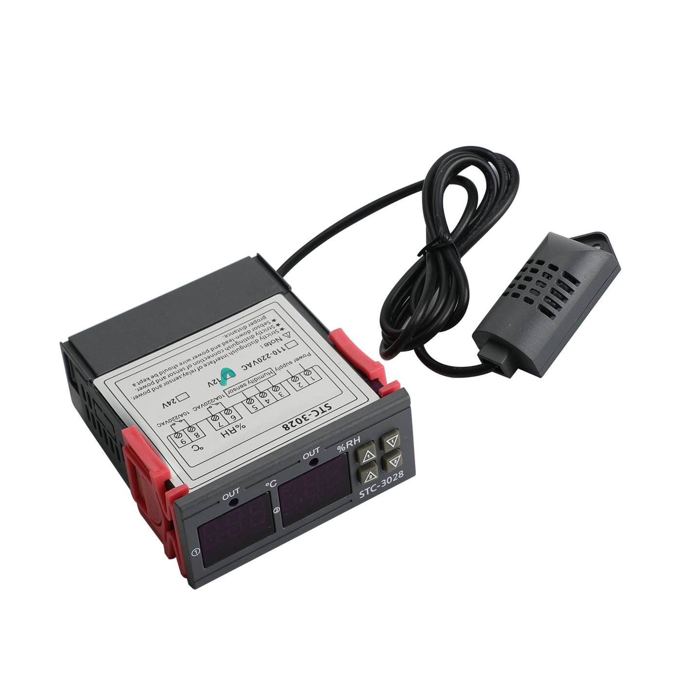 STC-3028 Dual Display Digital Temperature Humidity Controller Thermostat+Probe, DC12V