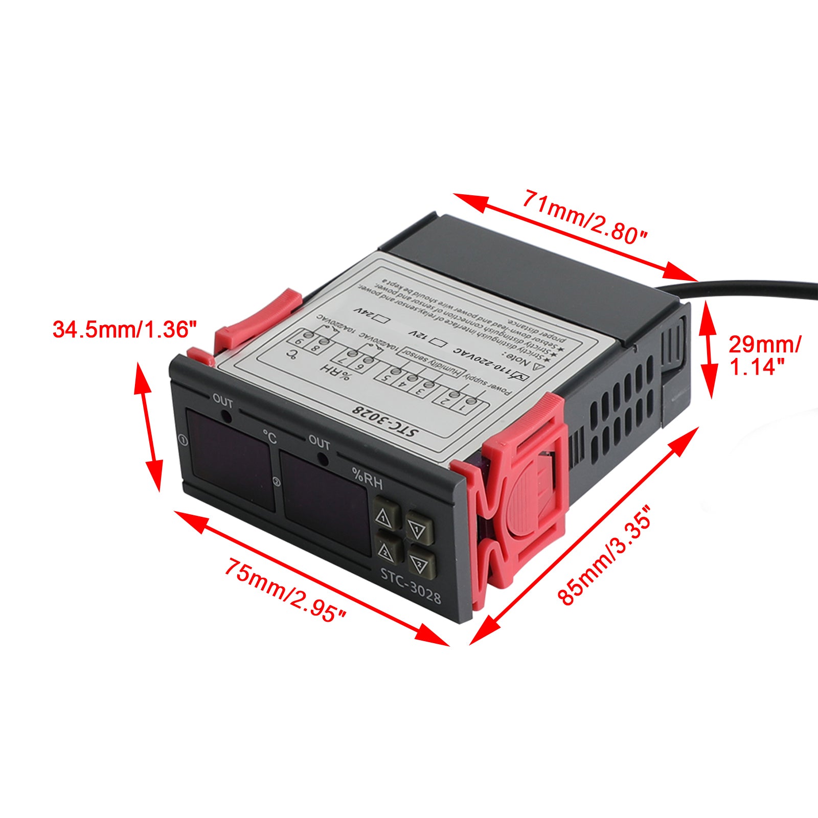 STC-3028 Dual Display Digital Temperature Humidity Controller Thermostat+Probe, AC110V-220V