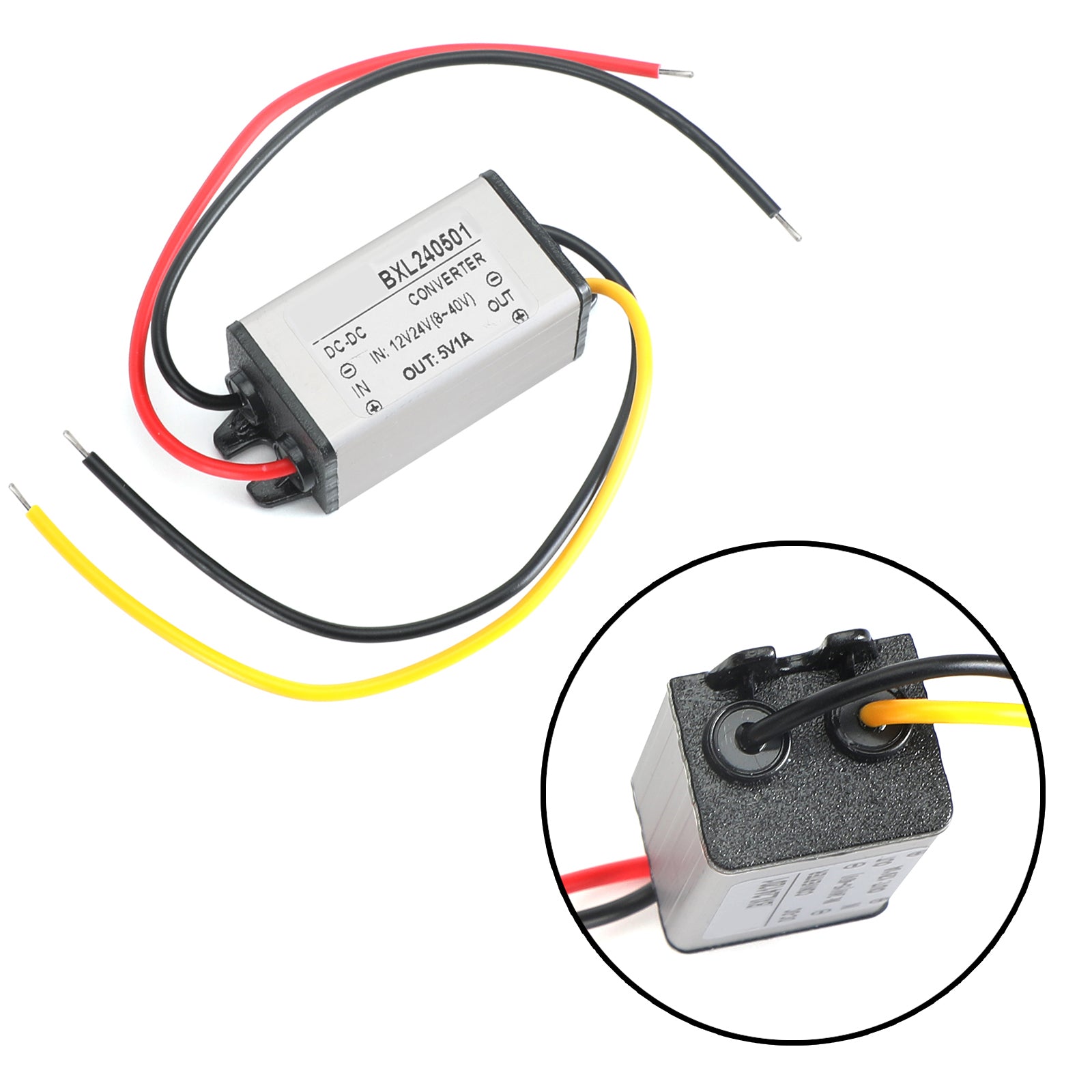 1~5A Waterproof DC/DC Converter Power Supply Regulator 12V/24V Step Down To 5V, 12/24V-5V-1A