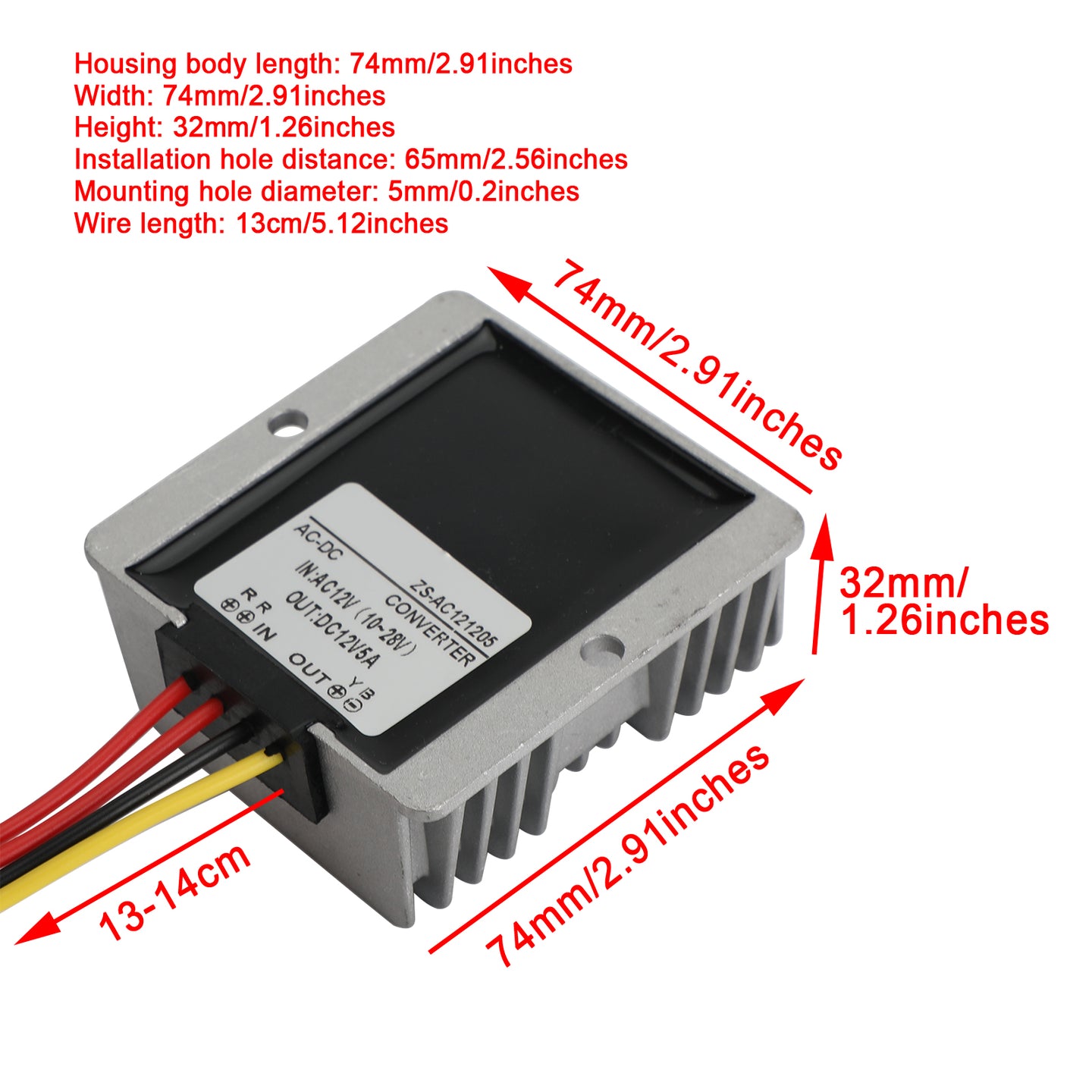 AC12V To DC12V 5A Waterproof Power Converter Power Adapter Transformer Module UE