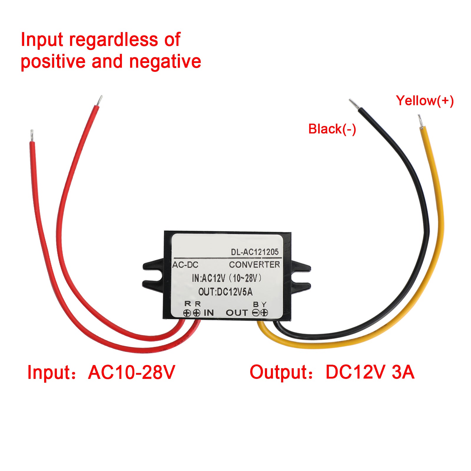 AC-DC Power Supply AC10-28V To DC12V 3A/5A Power Module Power Converter, 5A No Connector