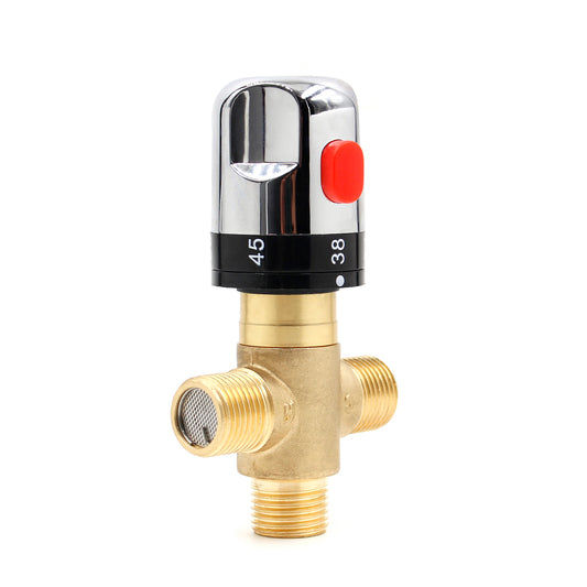 Brass Thermostatic Mixing Valve Bathroom Faucet Temperature Mixer Control UE