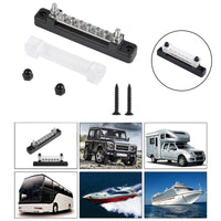 6 Way 12V Rated Bus Bar Power Distribution Terminal Block For Auto Marine Black