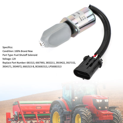 For Bobcat Excavator 325 328 331 334 Fuel Shut Off Solenoid 6681513 12V
