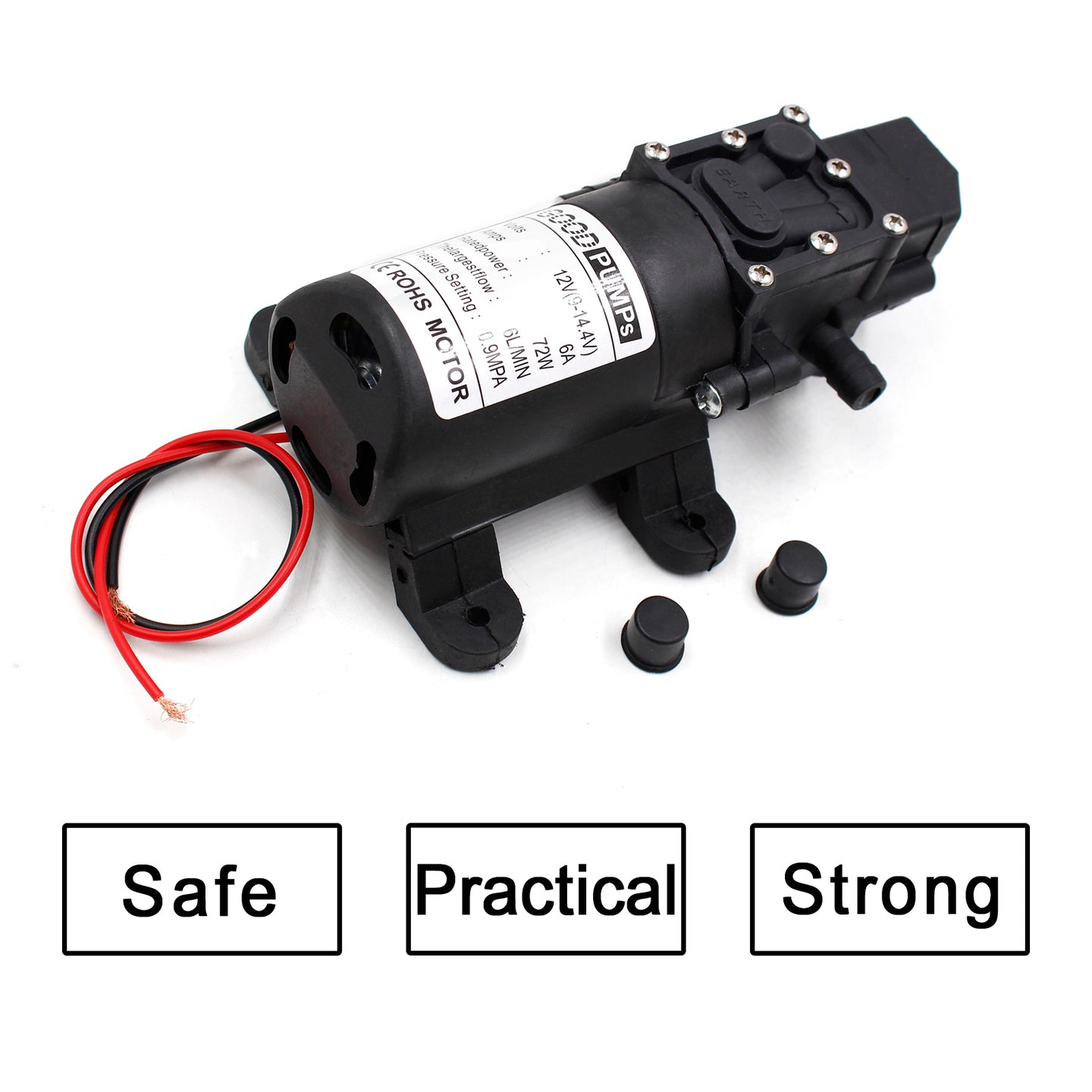 130Psi Dc12V 72W High Pressure Diaphragm Water Self Priming Pump Auto Switch, Straight